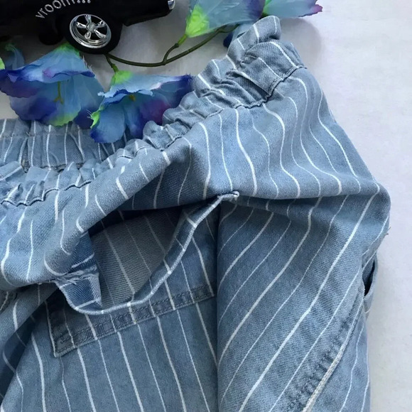 LOFT NWT Light Wash with Stripes Pull On Denim Shorts Women Various - Picture 7 of 10